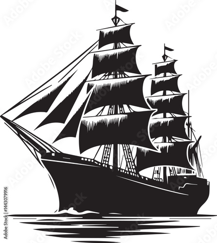 Monochromatic ship vector illustration