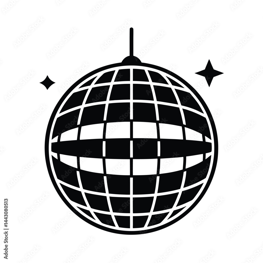 shiny disco mirror ball icon silhouette vector illustration shiny disco mirror ball icon silhouette vector illustration