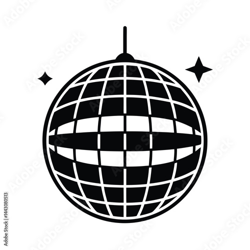 shiny disco mirror ball icon silhouette vector illustration