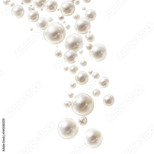 Elegant White Pearls Cascade: A Luxurious Display of Natural Beauty on a Black Background on transparent background