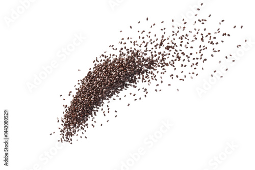 Chia Seeds Falling in a Natural Flow, Capturing Freshness and Nutritional Benefits for Health Enthusiasts on transparent background