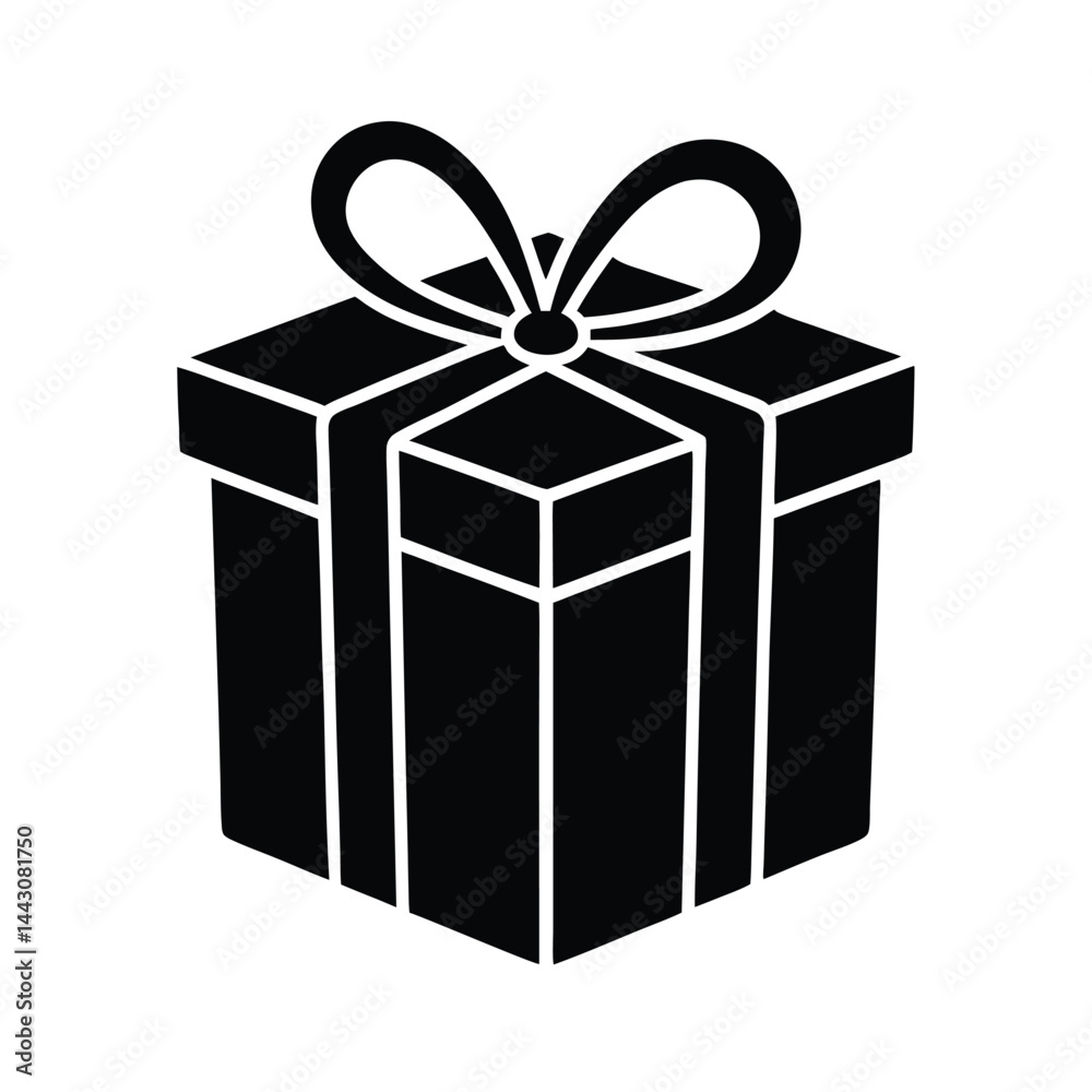 Obraz premium birthday gift box icon silhouette vector illustration