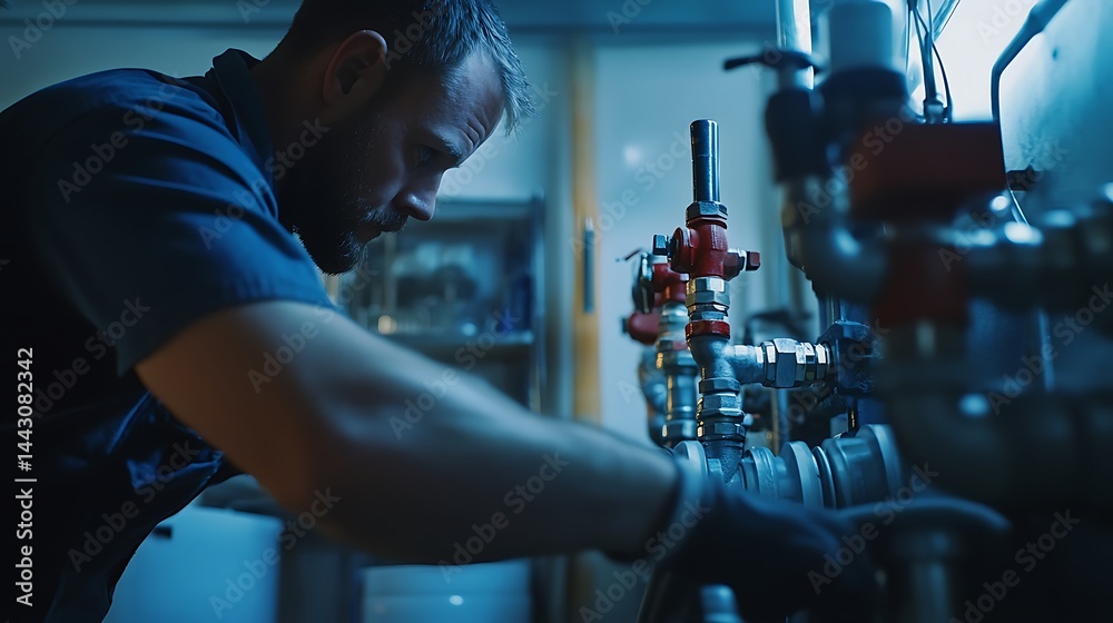 Technician Working on Industrial Valves