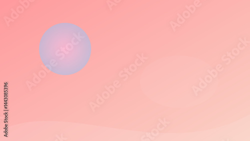 Shiny pink easter eggs reflect a bright, round light like transparent bubbles on a blue sky design