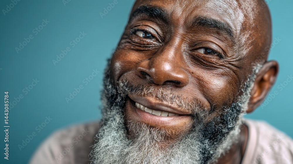 A man with a beard and gray hair is smiling A man with a beard and gray hair is smiling