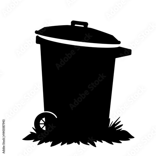 Compost bin silhouette with organic waste for gardening, sustainability