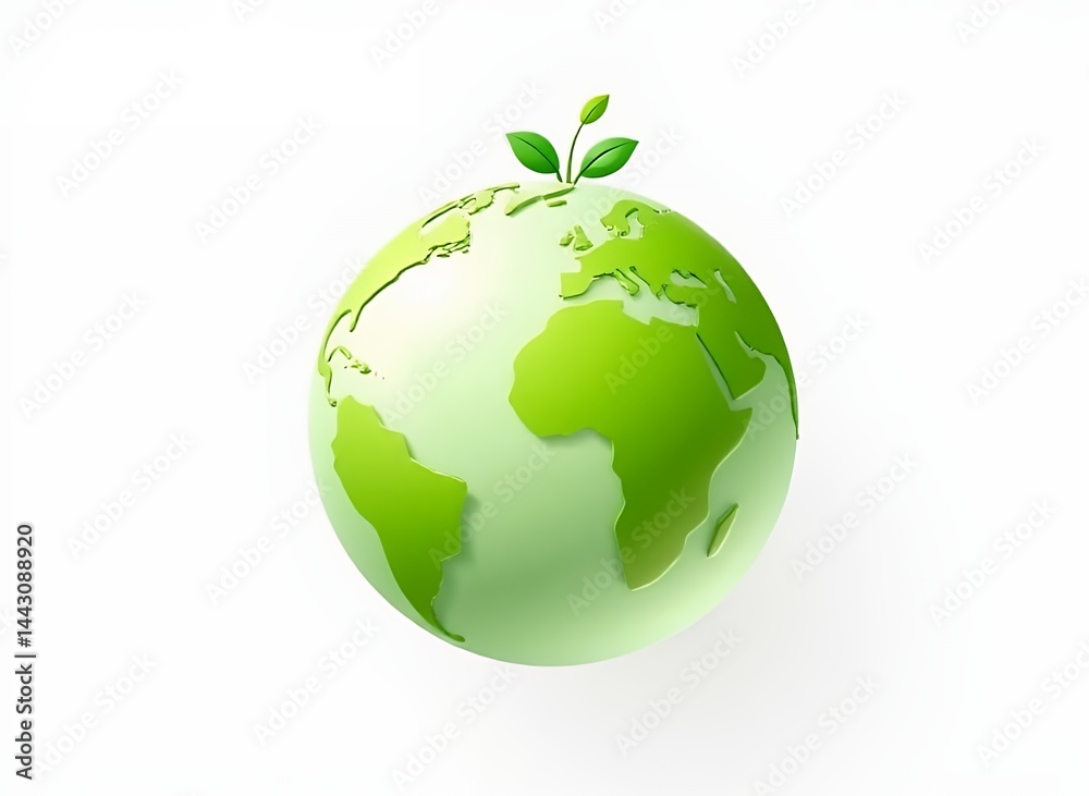 Obraz premium Eco-Friendly Apple Logo on a Globe