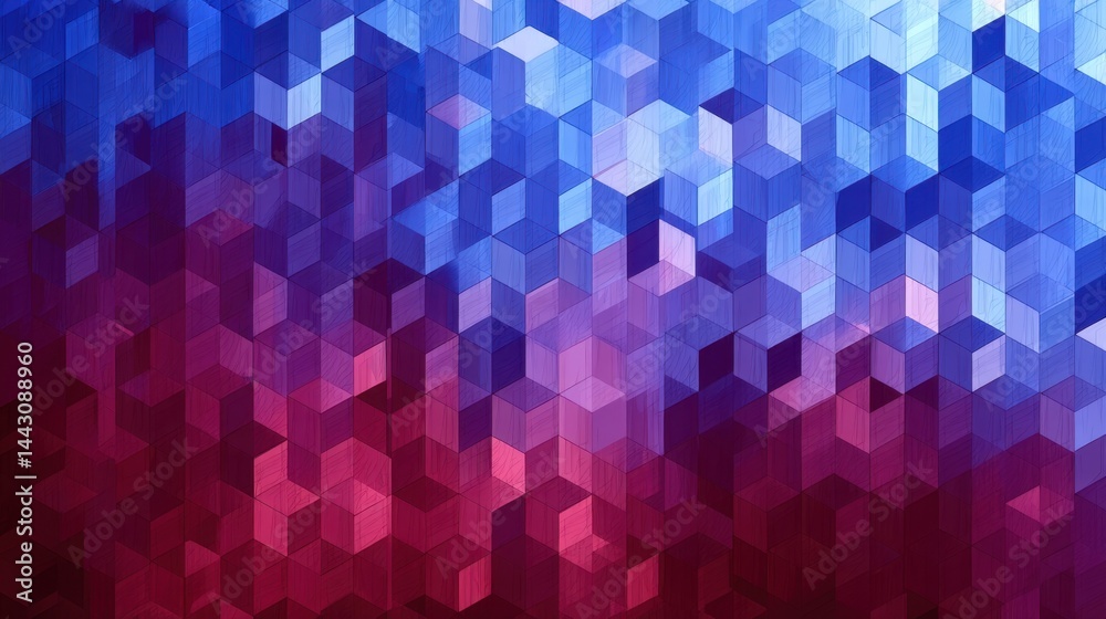 Abstract geometric mosaic in blue and red gradient tones creating a visually dynamic and vibrant background ideal for modern design and artistic projects with a stylish touch Abstract geometric mosaic in blue and red gradient tones creating a visually dynamic and vibrant background ideal for modern design and artistic projects with a stylish touch