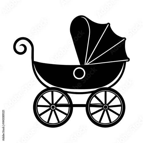 Baby carriage silhouette vector illustration