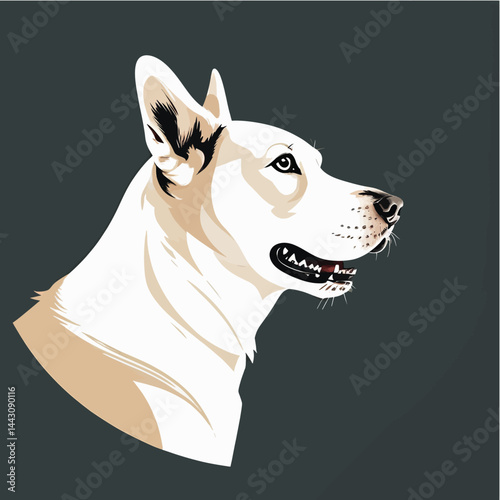 White Dog Portrait_Illustration of a Loyal Canine Friend_Beautiful Dog Artwork for Animal Lovers_Modern Pet Art Design_Dog Breed Profile Picture