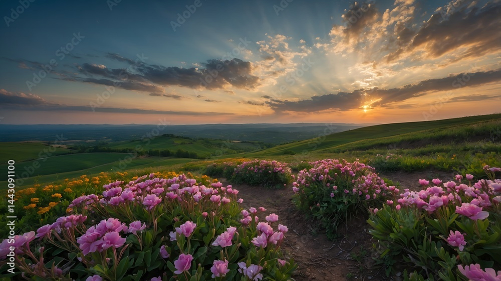 Fototapeta premium A vibrant blooming landscape