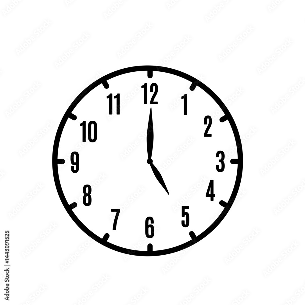 5 o'clock line icon isolated on white 5 o'clock line icon isolated on white
