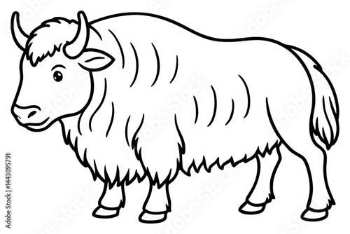 Minimalist Musk Ox Vector