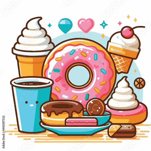 dessert, bakery, sweet, food, donut, snack, pastry, sugar, delicious, icing, breakfast, doughnut, tasty, glazed, chocolate, isolated, round, cake, sprinkles, donuts, cream, eat, pink, colorful, candy,