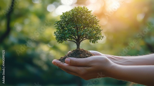 A environmental award shaped like a tree being given to an activist