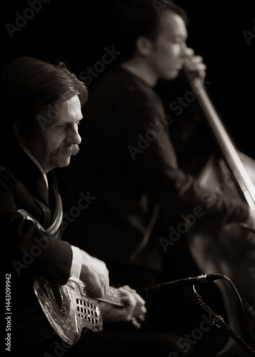 Canvas Print Jazz Guitarist and Double Bass player