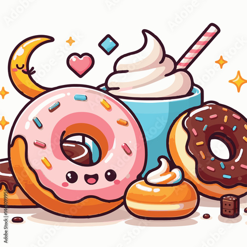 dessert, bakery, sweet, food, donut, snack, pastry, sugar, delicious, icing, breakfast, doughnut, tasty, glazed, chocolate, isolated, round, cake, sprinkles, donuts, cream, eat, pink, colorful, candy,