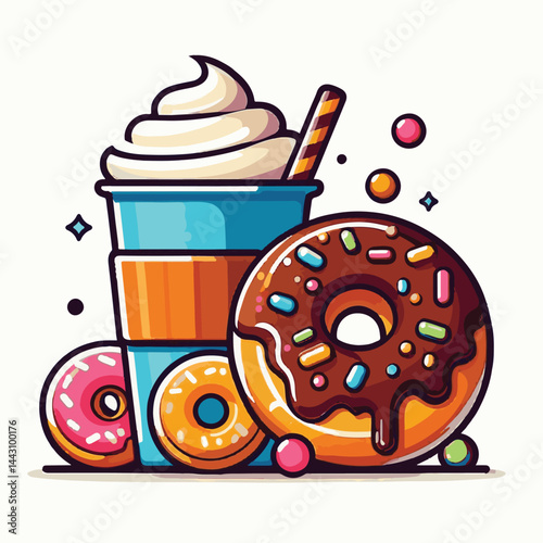dessert, bakery, sweet, food, donut, snack, pastry, sugar, delicious, icing, breakfast, doughnut, tasty, glazed, chocolate, isolated, round, cake, sprinkles, donuts, cream, eat, pink, colorful, candy,