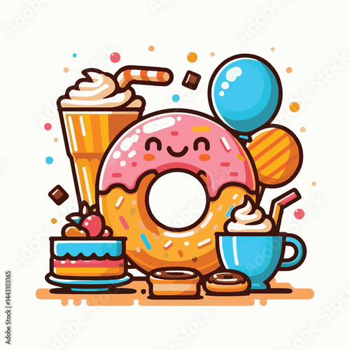 dessert, bakery, sweet, food, donut, snack, pastry, sugar, delicious, icing, breakfast, doughnut, tasty, glazed, chocolate, isolated, round, cake, sprinkles, donuts, cream, eat, pink, colorful, candy,