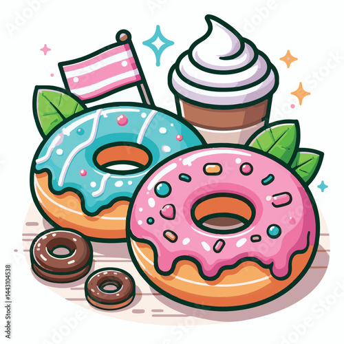 dessert, bakery, sweet, food, donut, snack, pastry, sugar, delicious, icing, breakfast, doughnut, tasty, glazed, chocolate, isolated, round, cake, sprinkles, donuts, cream, eat, pink, colorful, candy,