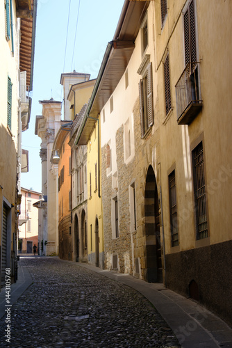 Obraz na płótnie Old buildings along via Borgo Canale at Bergamo, Italy w salonie