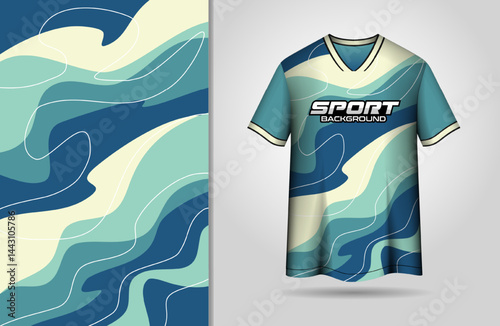 Abstract wavy pastel blue background for sports jersey design