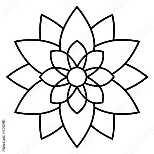 Celestial Flower Mandala Outline Design