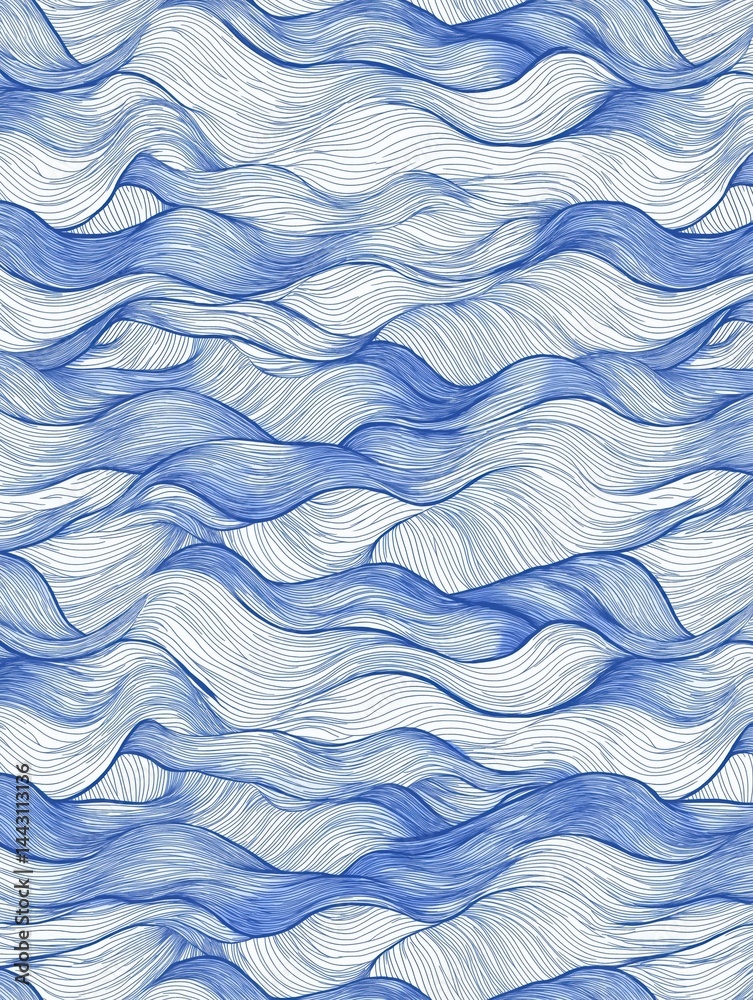 Obraz premium Seamless pattern of wavy lines in a light blue color. the lines are arranged in a repeating pattern, creating a sense of depth and movement.