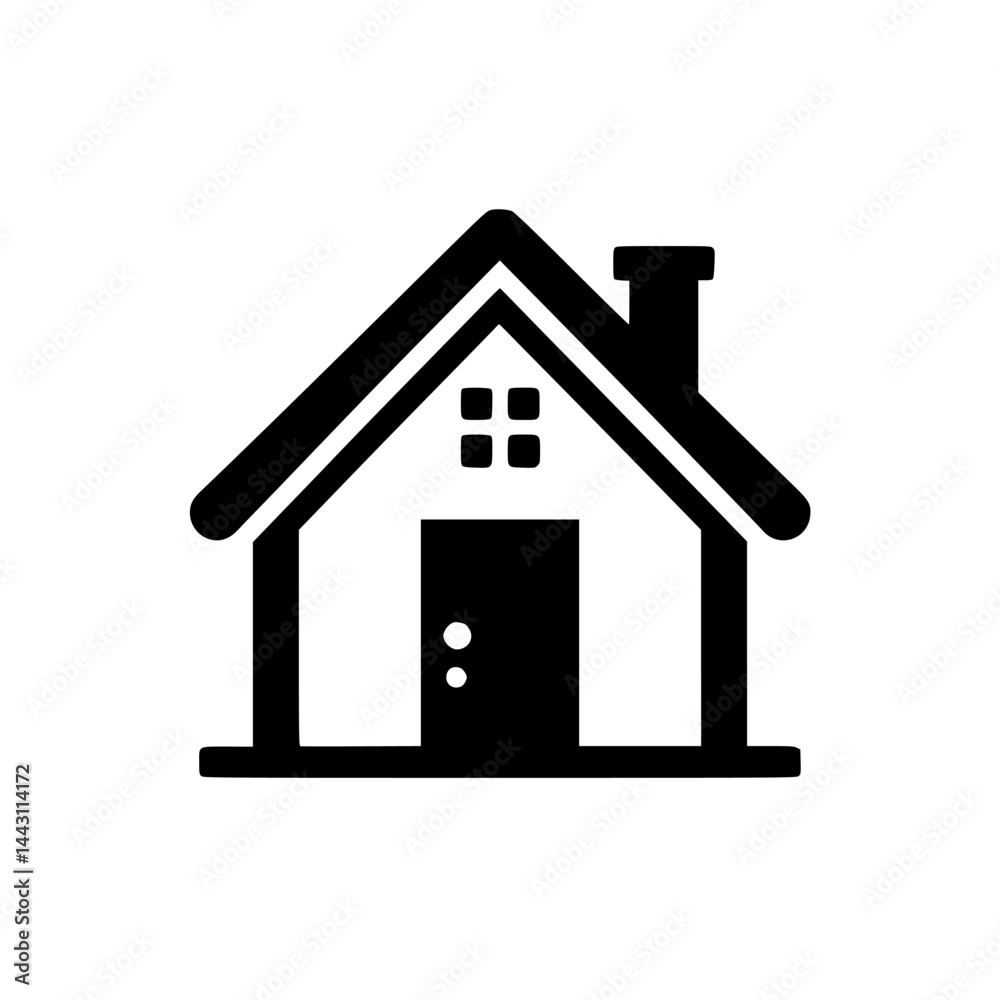 Black and White House Icon: Modern Minimalism for Real Estate & Home Black and White House Icon: Modern Minimalism for Real Estate & Home