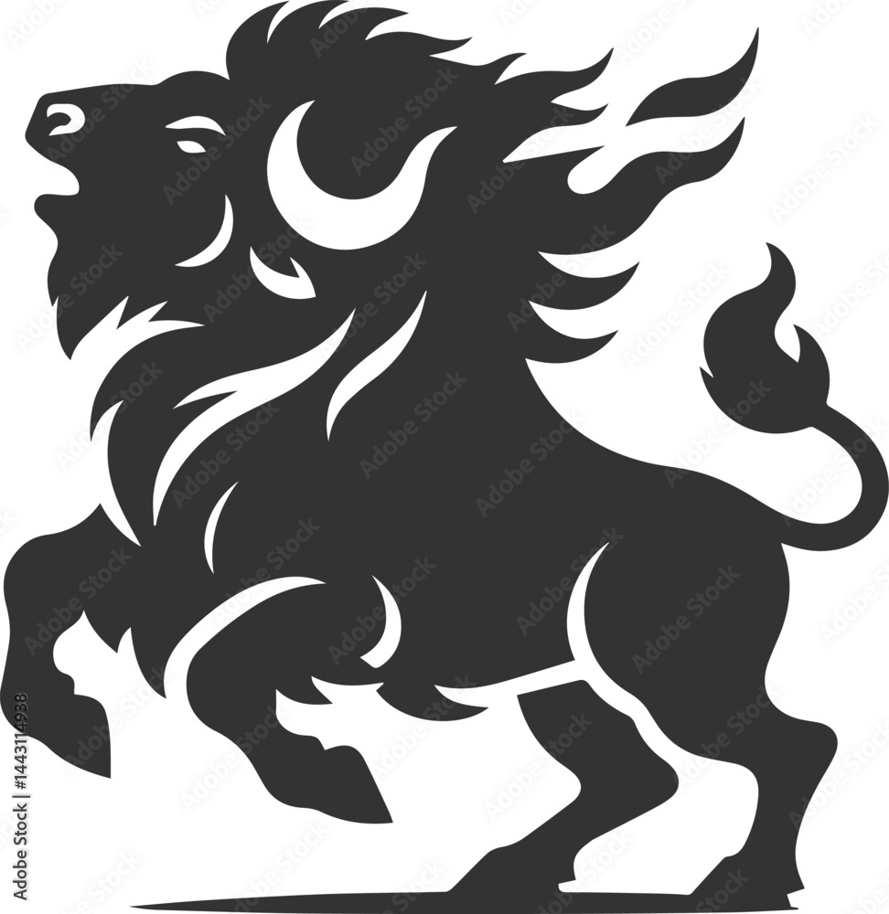 Naklejka premium Vector animal bison silhouette