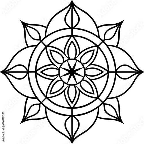 Minimal Four Elements Mandala Vector on White