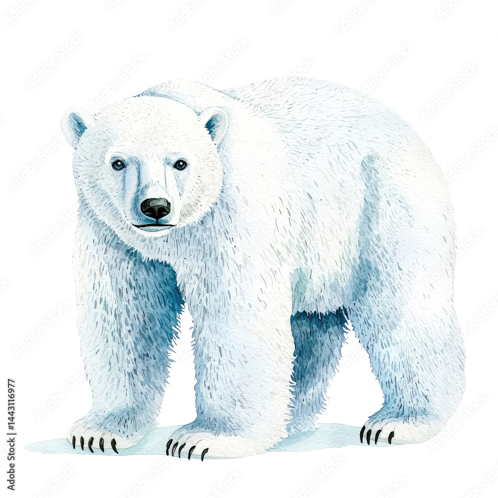 Fototapeta premium Isolated Polar Bear in a Calm Setting Showcasing Majestic White Fur and Intriguing Expressions