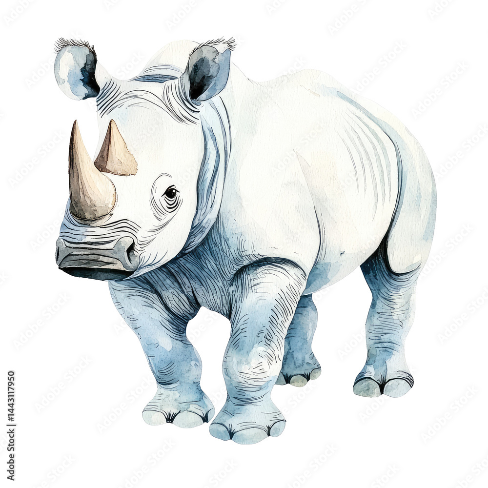 Fototapeta premium Isolated Rhinoceros Illustration with Detailed Features on a Transparent background