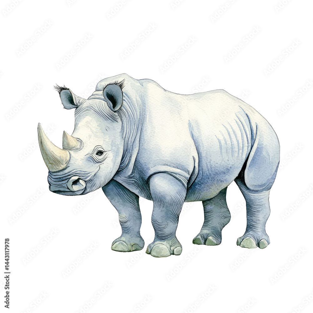 Fototapeta premium Isolated Rhino Illustration on Transparent background Perfect for Wildlife and Nature Themes in Art and Design Projects