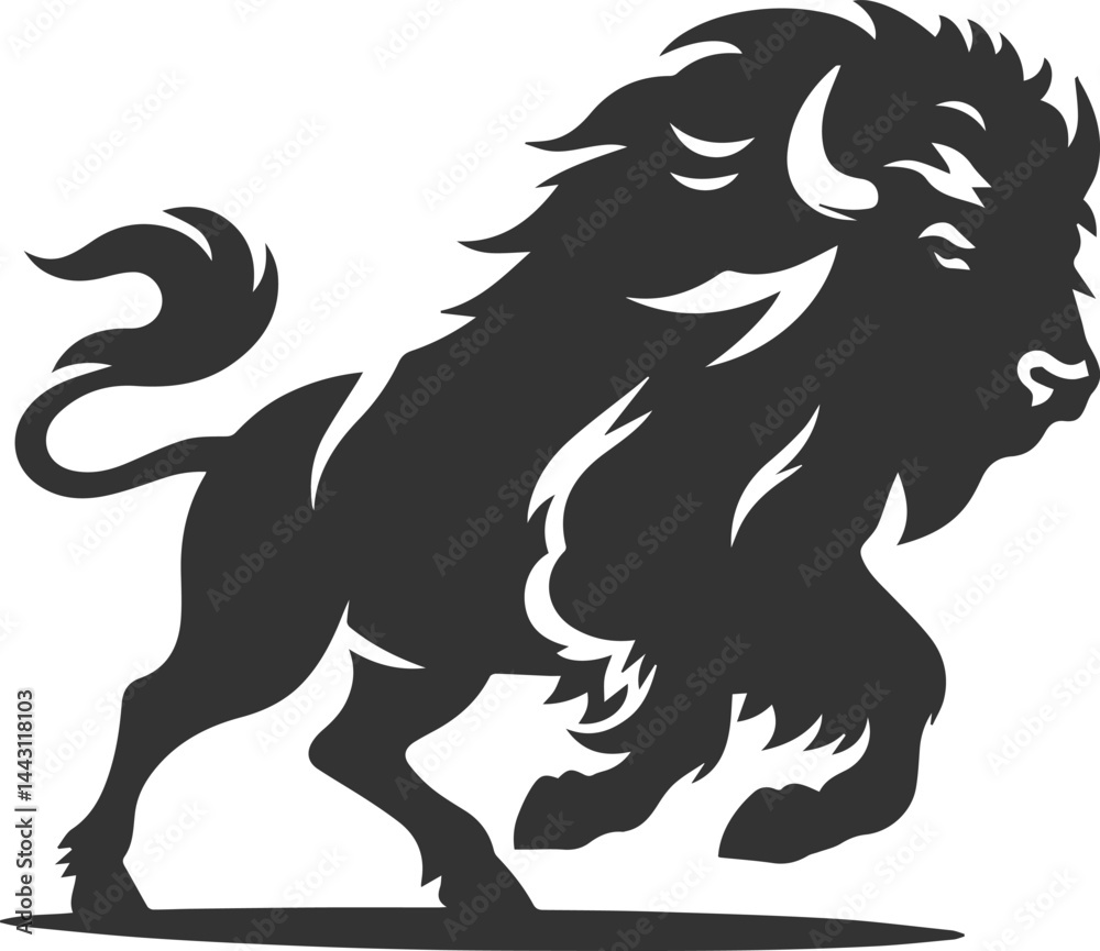 Obraz premium Vector animal bison silhouette