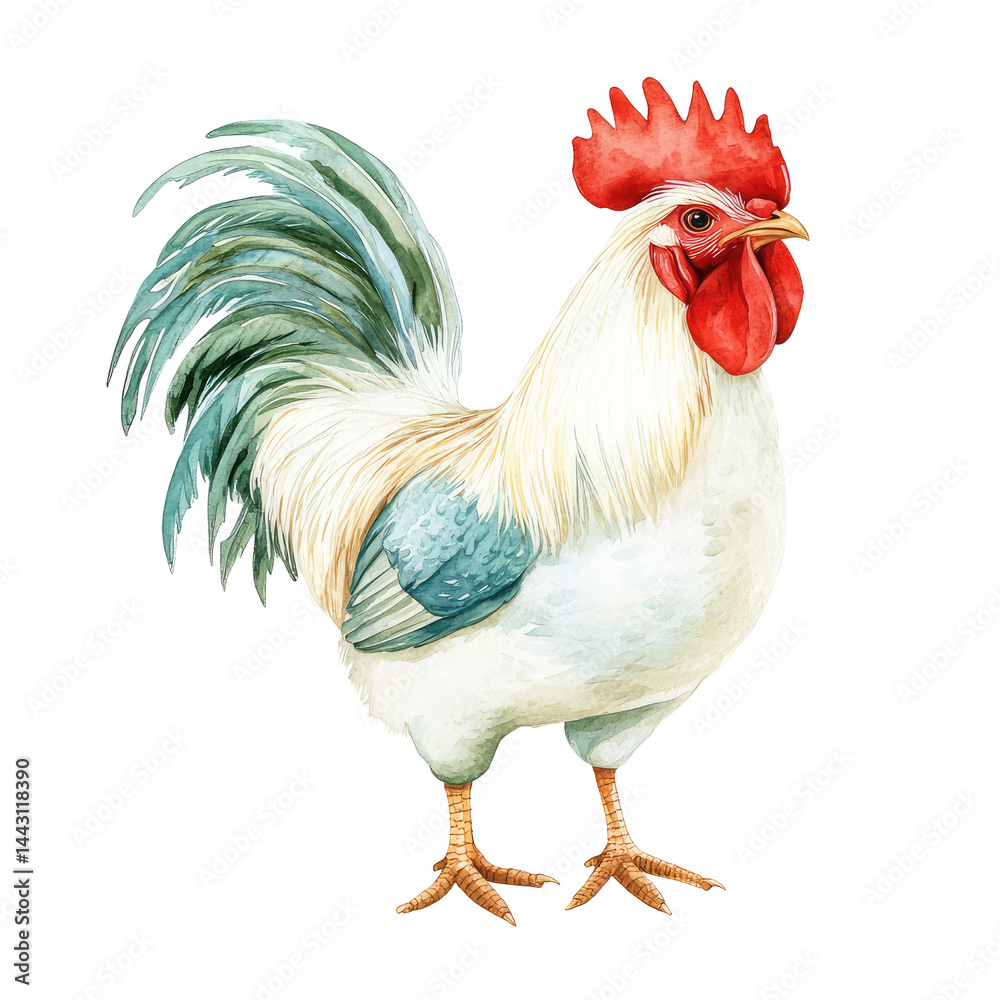 Fototapeta premium Vibrant and Majestic Rooster with Full Body Display Isolated on a Transparent background for Creative Projects