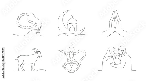 Eid Mubarak set of vector icon