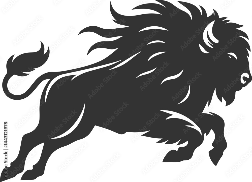 Obraz premium Vector animal bison silhouette