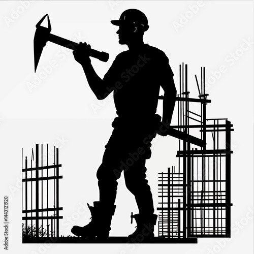 Construction_Worker_Silhouette_Image_Building_and_Renovation_Project_Illustration_Construction_Site_Worker_with_Pickaxe_Construction_Industry_Visual