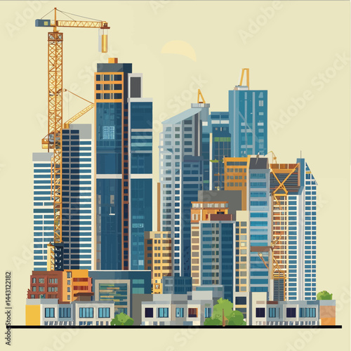 Cityscape_Illustration_with_Skyscrapers_Construction_Crane_Modern_Architecture_Urban_Development_Building_Design_City_Skyline_Residential_Real_Estate_Property_Investment