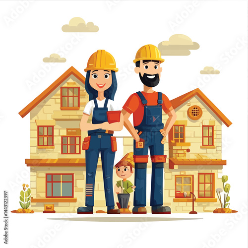 Construction_Family_Cartoon_Home_Builders_with_Child_Illustration_Cheerful_Contractors_Building_House_Together_Dream_Home_Construction_Team