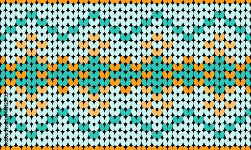 Knitted fabric design seamless. Knitting pattern illustration design for decoration, clothing, fabric texture