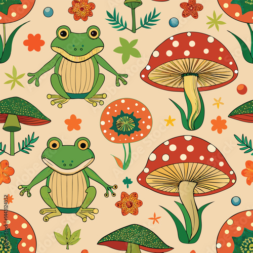 mushrooms seamless pattern