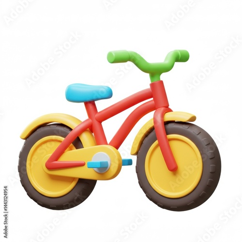 Colorful Cartoon Bicycle with Pastel Elements