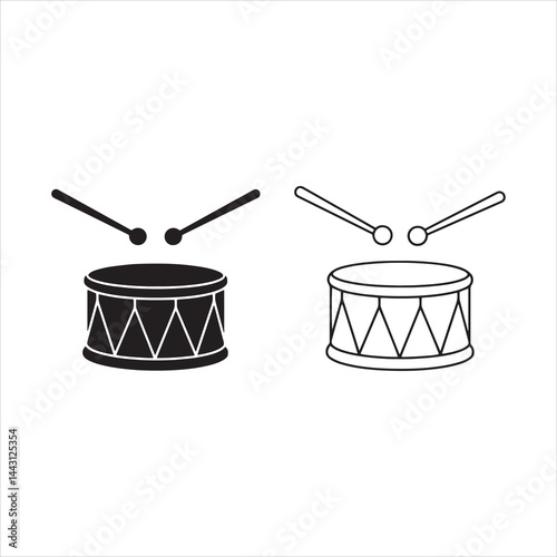 drum percussion instrument icon set glyph outline vector