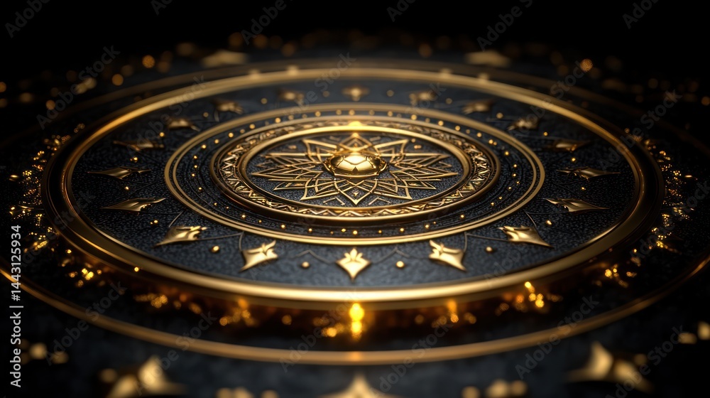 Fototapeta premium Luxurious golden mandala on dark background.