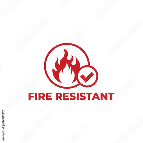 Fire resistant sign isolated on white background.