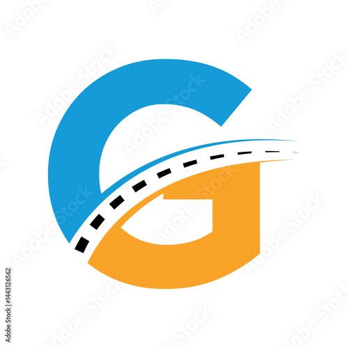 Road Logo combine with letter G vector template