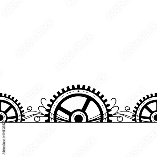 Steampunk Gears & Flourishes: Minimalist Vector Design
