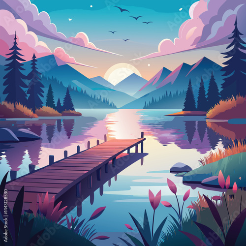 sunset on the lake